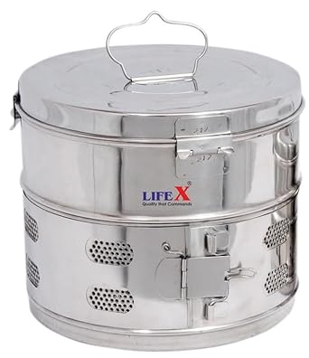 LIFEX Stainless Steel Dressing Drum (Seamless) Super Deluxe Size in Inches 14" X 9" (Dia. x H),