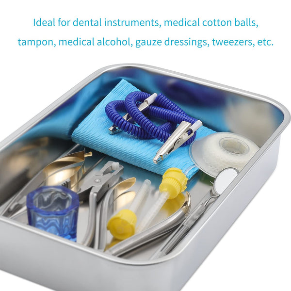 Stainless Steel Trays Surgical Medical Dental Instruments Tray Organizer Holder Sterilization Plate Trays boxs with Lid & Handle