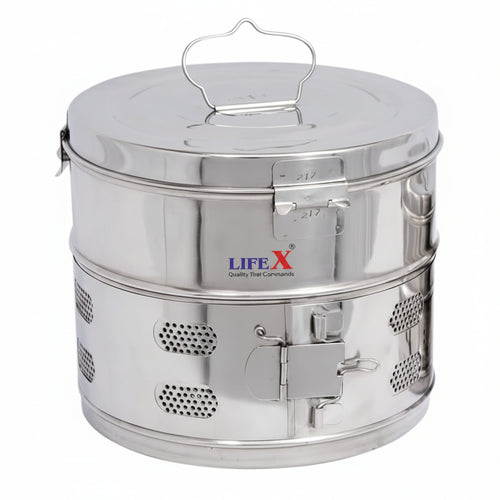LIFEX Stainless Steel Dressing Drum 8×8" | Clinic
