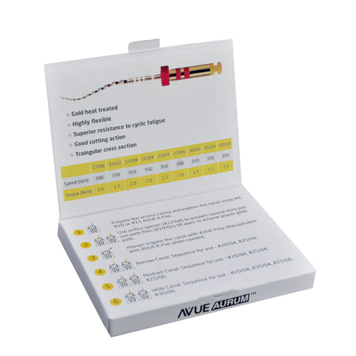AVUE Aurum - Aurum (Gold) Heat Treated Rotary File System - Pack Of 6