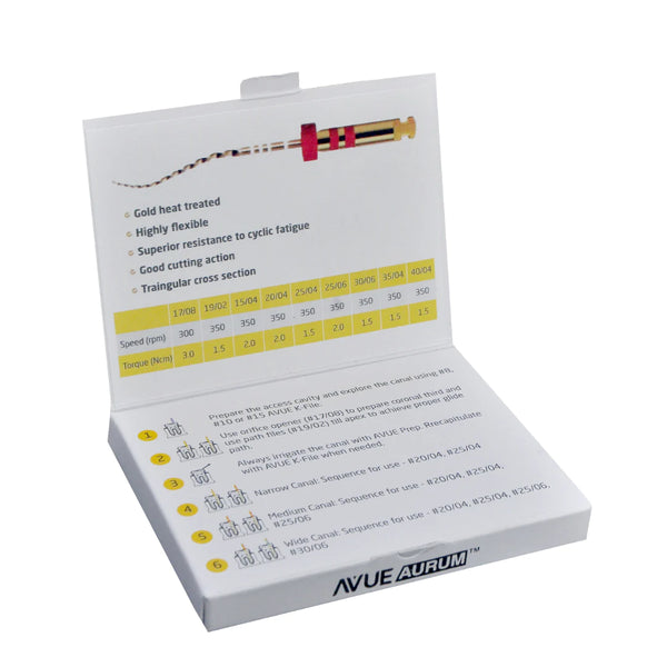AVUE Aurum - Aurum (Gold) Heat Treated Rotary File System - Pack Of 6 Buy Dental products Online DentalMyntra
