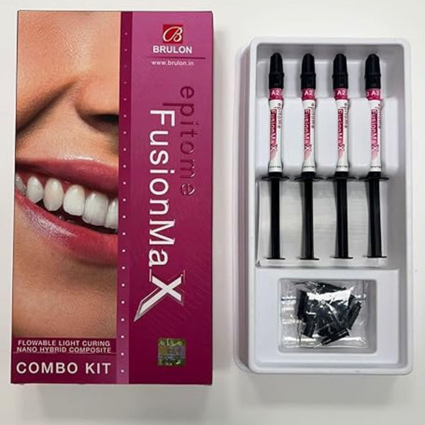 Brulon Epitornix Fusion Max Flowable Light Curing Nano Hybrid Composite Combo Kit, 4 Syringes
