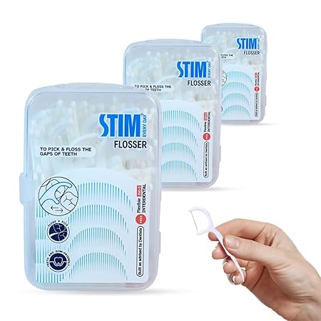 Flat dental floss stick with toothpick

