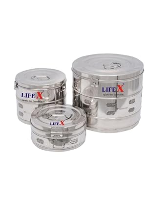 LIFEX Stainless Steel Dressing Drum (Seamless) Super Deluxe Size in Inches 14" X 9" (Dia. x H)