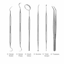 PROSCO 6-Piece Dental Instruments Kit – Mirror, Probe 