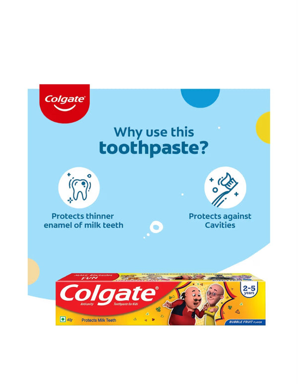 Colgate Kids Toothpaste for 2 to 5 Years Bubble Fruit Motu Patlu