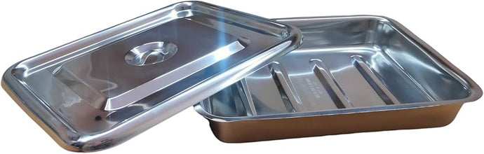 Stainless Steel Trays Surgical Medical Dental Instruments Tray Organizer Holder Sterilization Plate Trays boxs with Lid & Handle