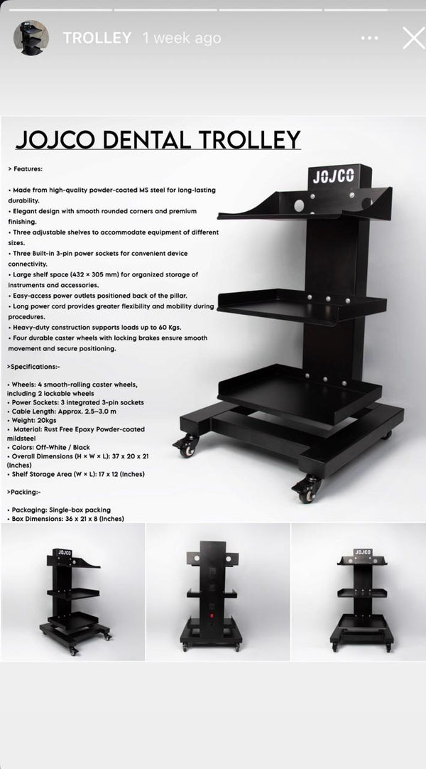Dental Trolley - Mobile Instrument Cart with Storage