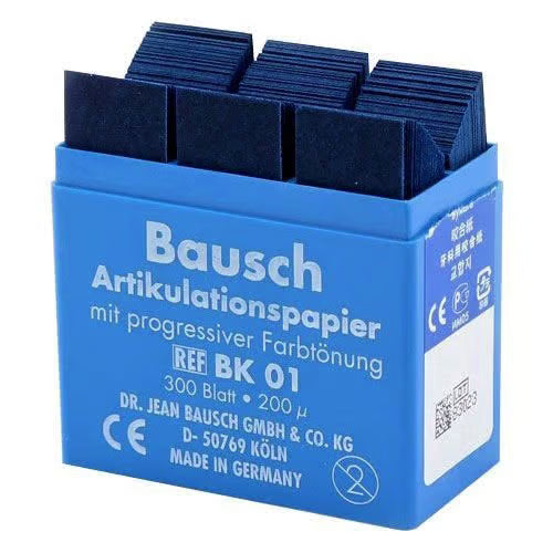 Bausch BK 01 Blue Articulating Paper - 300 Pre-Cut Strips with Dispenser