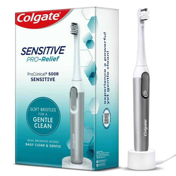 Colgate ProClinical 500R rechargeable electric toothbrush with soft bristles and dual cleaning modes for effective plaque removal and gum care