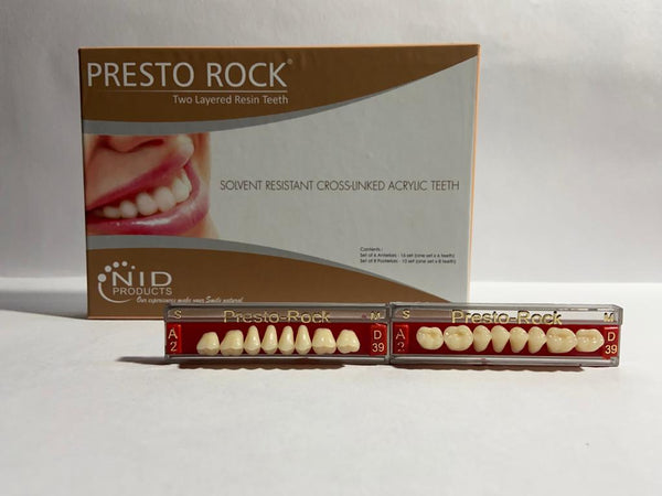 Presto rock Upper Anteriors Solvent Resistant Cross Linked Double Acrylic Teeth