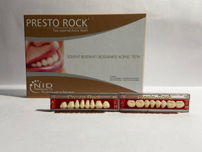 Presto rock Upper Anteriors Solvent Resistant Cross Linked Double Acrylic Teeth